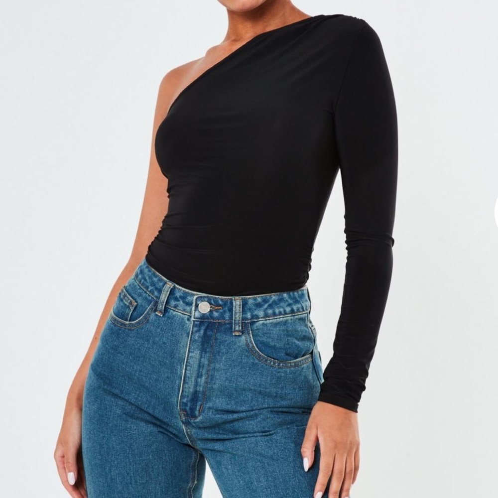 Missguided one shoulder ruched bodysuit